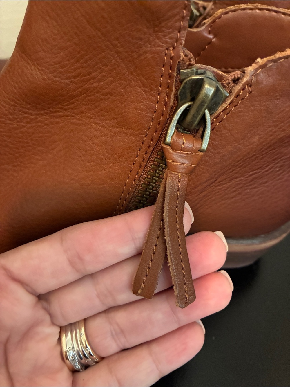 Women’s Leather Side-Zip Ankle Booties in Brown - Picture 7 of 7